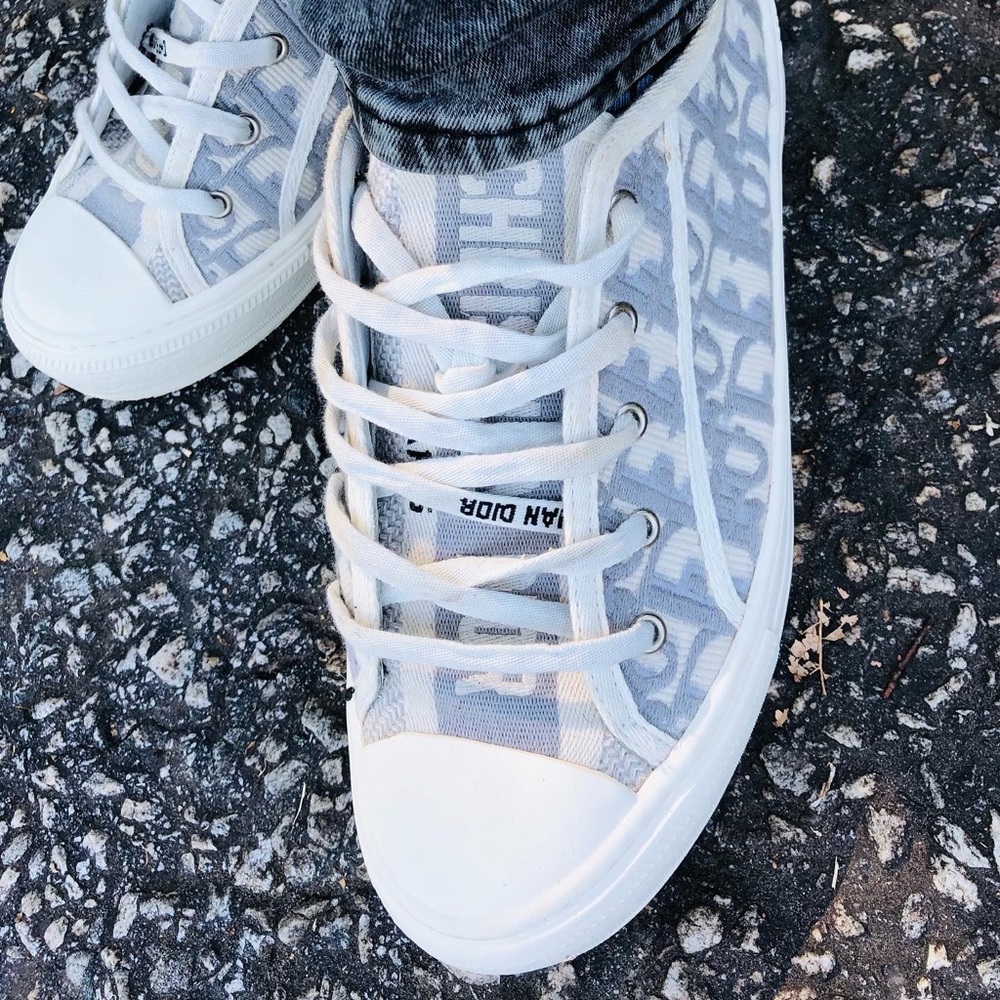 Christian Dior white and gray shoes